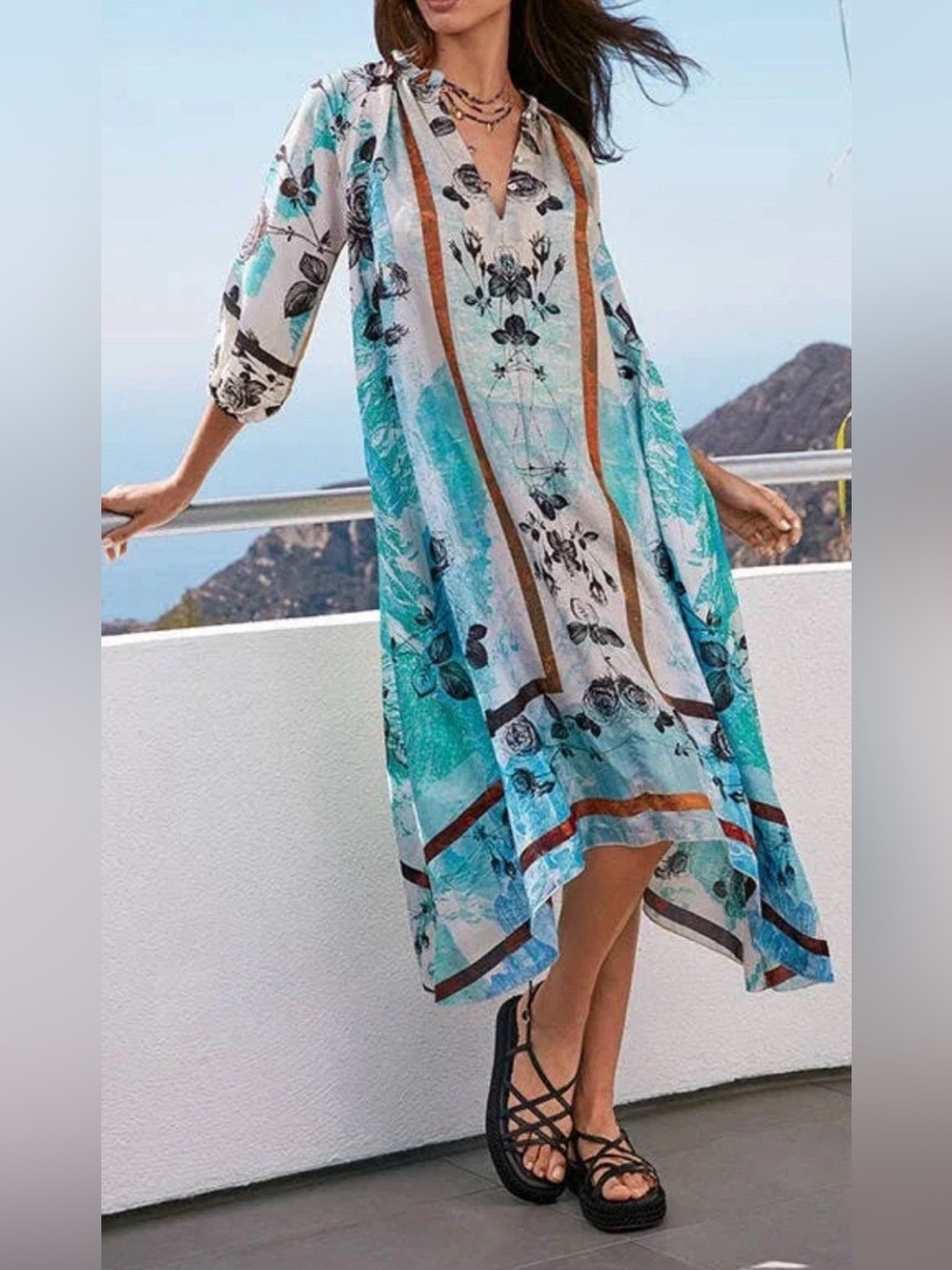 Johnny Was Emelia Isadora Silk Midi Dress Size XS (Would Also Fit A Size Small)